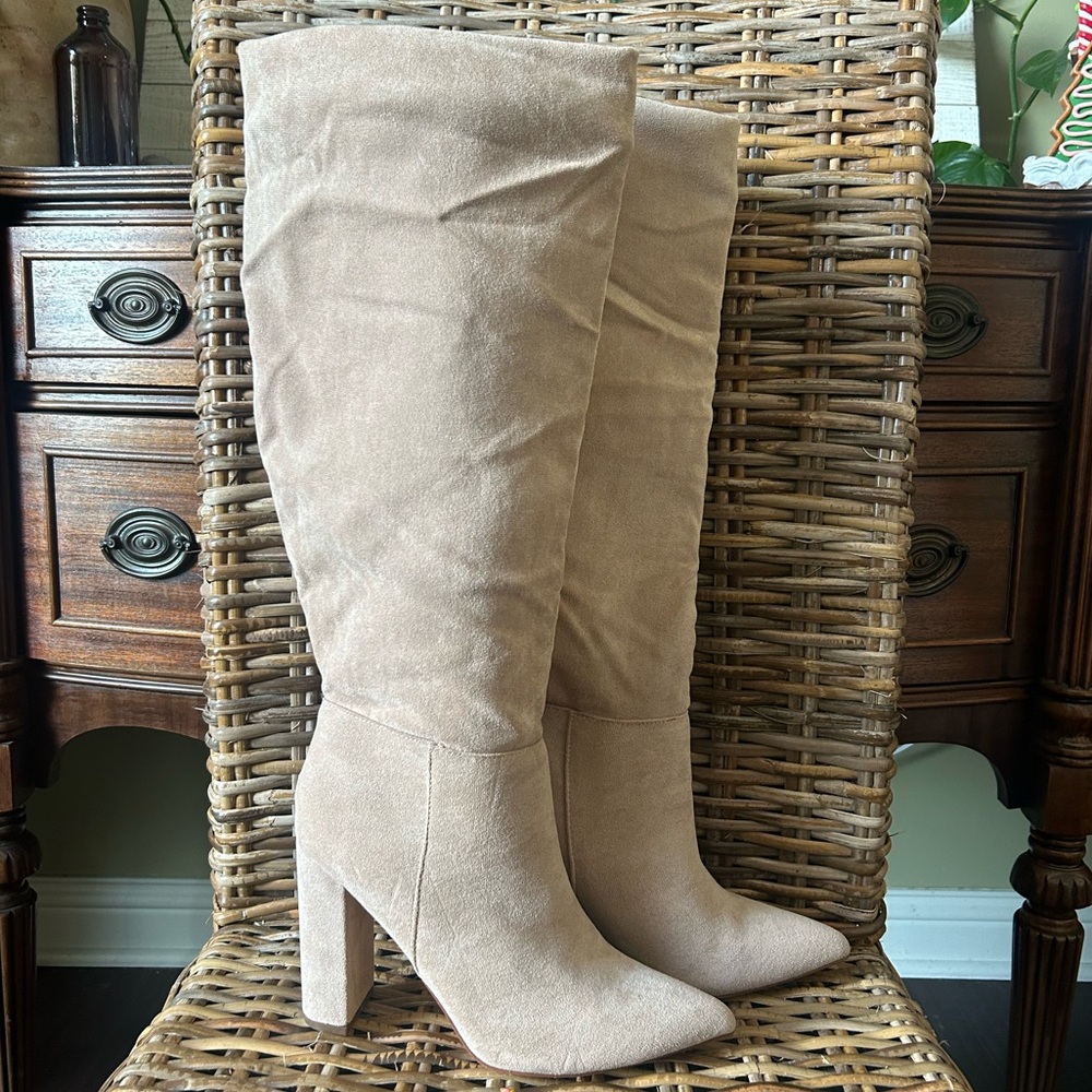 Windsor Beige Suede Heeled Boots